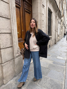 Manteau Boyfriend Izia laine bouillie gris foncé modèle court