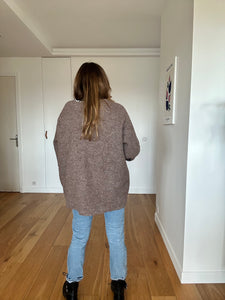Veste Willow laine bouillie taupe doublure viscose leopard