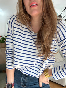 Marinière Joanie ou Livia rayures bleu roi