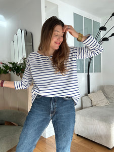 Marinière Joanie ou Livia rayures bleu roi