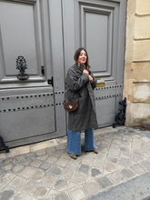 Charger l&#39;image dans la galerie, Manteau long Boyfriend Izia - laine vichy gris et noir
