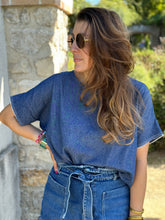 Charger l&#39;image dans la galerie, Top Livia denim manches courtes