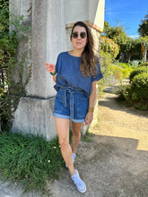 Charger l&#39;image dans la galerie, Top Livia denim manches courtes