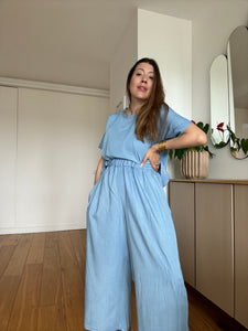 Ensemble Albany et Roxie chambray bleu ciel