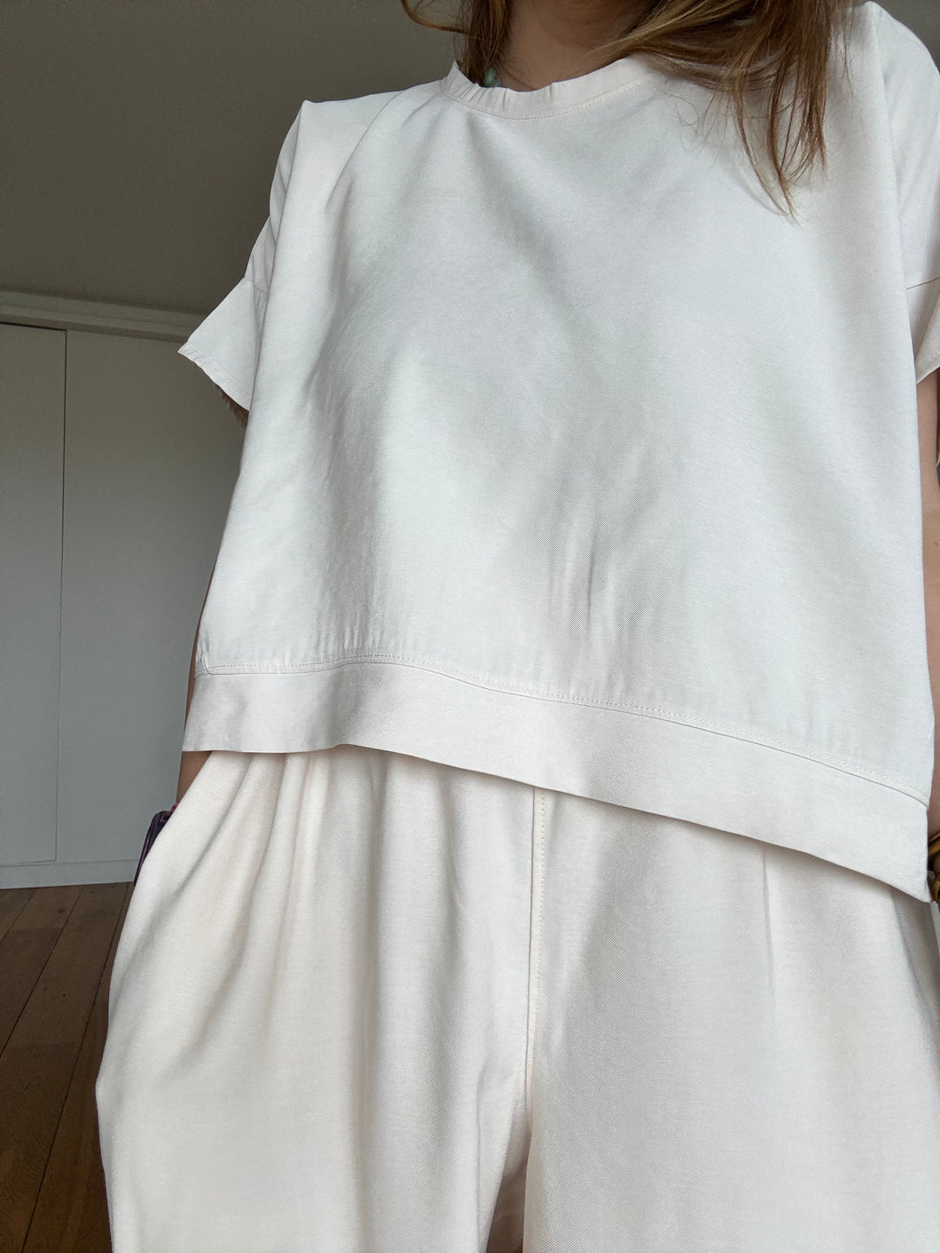 Ensemble Albany et Roxie twill de viscose écru ou noir