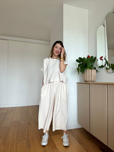Ensemble Albany et Roxie twill de viscose écru ou noir