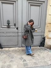 Charger l&#39;image dans la galerie, Manteau long Boyfriend Izia - laine vichy gris et noir