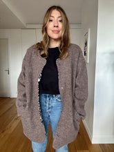 Charger l&#39;image dans la galerie, Veste Willow laine bouillie taupe doublure viscose leopard
