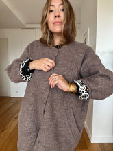 Charger l&#39;image dans la galerie, Veste Willow laine bouillie taupe doublure viscose leopard