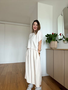Ensemble Albany et Roxie twill de viscose écru ou noir