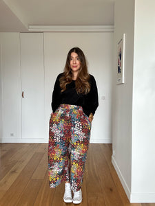 Pantalon Albany viscose fleurs multicolores