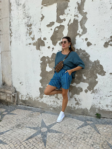 Blouse Angélique double gaze bleu acier
