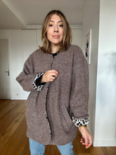 Charger l&#39;image dans la galerie, Veste Willow laine bouillie taupe doublure viscose leopard