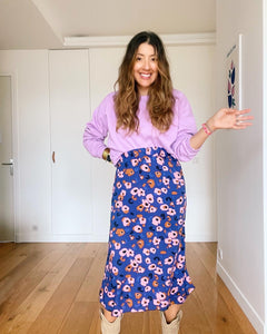 Jupe Calie viscose bleu et rose