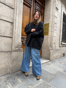 Manteau Boyfriend Izia laine bouillie gris foncé modèle court