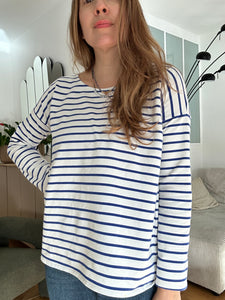 Marinière Joanie ou Livia rayures bleu roi