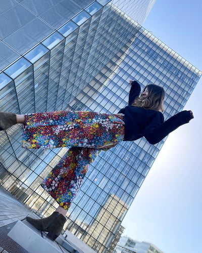 Pantalon Albany viscose fleurs multicolores