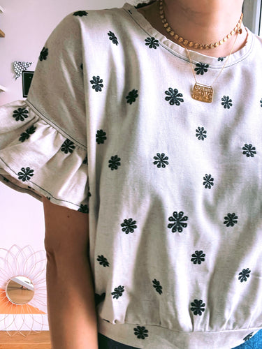 Crop Top Roxie lin viscose brodé