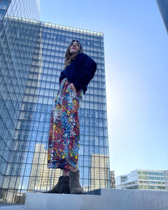 Pantalon Albany viscose fleurs multicolores