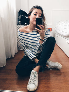 Marinière Joanie ou Livia rayures bleu roi