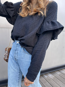 Top Joanie ou Livia plumetis noir