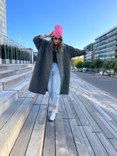 Charger l&#39;image dans la galerie, Manteau long Boyfriend Izia - laine vichy gris et noir